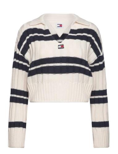 Tjw Bxy Crp Stripe Sweater Ext Tops Knitwear Jumpers Cream Tommy Jeans