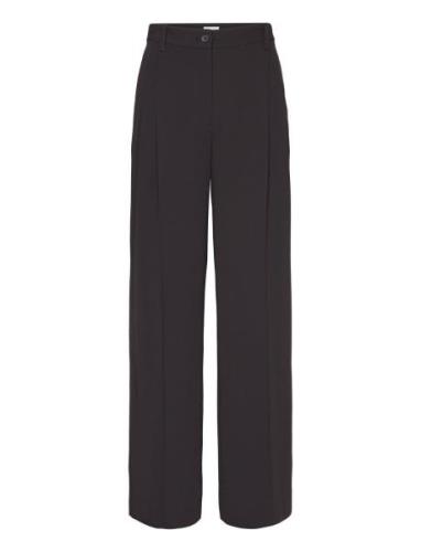 Structure Twill Wide Leg Pant Bottoms Trousers Wide Leg Black Calvin K...