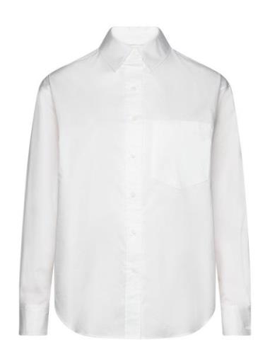 Relaxed Cotton Shirt Tops Shirts Long-sleeved White Calvin Klein