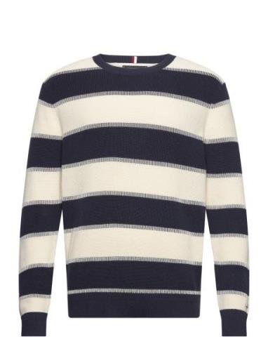 Dc Structure Stripe Crew Tops Knitwear Round Necks Navy Tommy Hilfiger