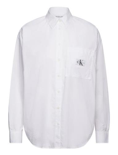 Woven Label Relaxed Shirt Tops Shirts Long-sleeved White Calvin Klein ...