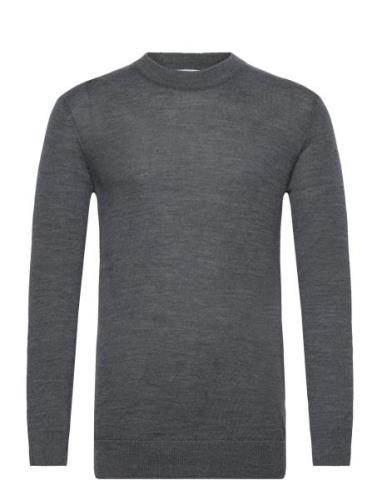 Regular Merino Knit Crew Neck Tops Knitwear Round Necks Grey Knowledge...