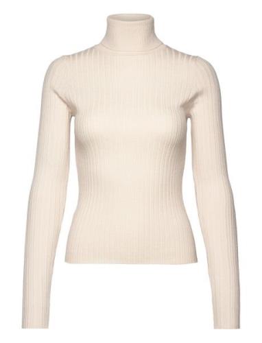 Turtleneck Ribbed Sweater Tops Knitwear Turtleneck Beige Mango