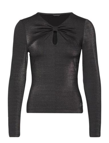 Ls Nk Knot Clotilde Top Tops T-shirts & Tops Long-sleeved Black GUESS ...