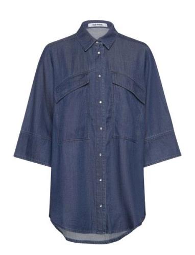 Srazalea Shirt Tops Shirts Long-sleeved Blue Soft Rebels