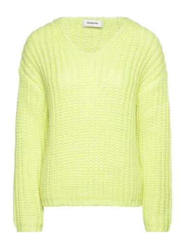 Felipemd V-Neck Tops Knitwear Jumpers Yellow Modström