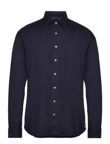 Washed Cotton Wool Slim Shirt Tops Shirts Casual Navy Michael Kors