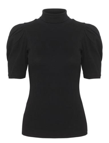 Drewgz Ss Puff Blouse Tops Blouses Short-sleeved Black Gestuz