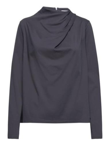 Jade Jersey Blouse Tops Blouses Long-sleeved Grey Ahlvar Gallery