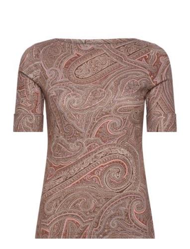 Paisley Stretch Cotton Boatneck Tee Tops T-shirts & Tops Short-sleeved...