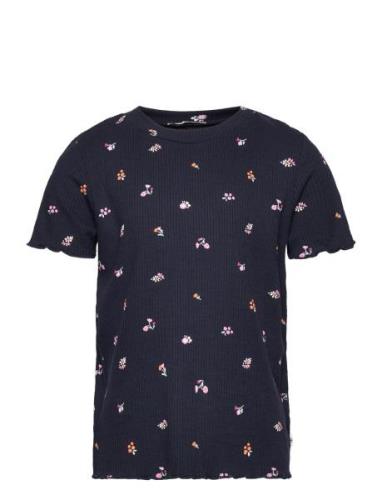 All Over Printed Rib T-Shirt Tops T-shirts Short-sleeved Navy Tom Tail...