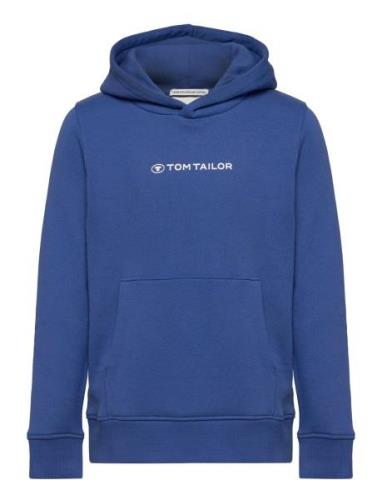 Printed Hoody Tops Sweat-shirts & Hoodies Hoodies Blue Tom Tailor