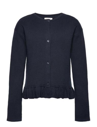 Volant Knit Cardigan Tops Knitwear Cardigans Navy Tom Tailor