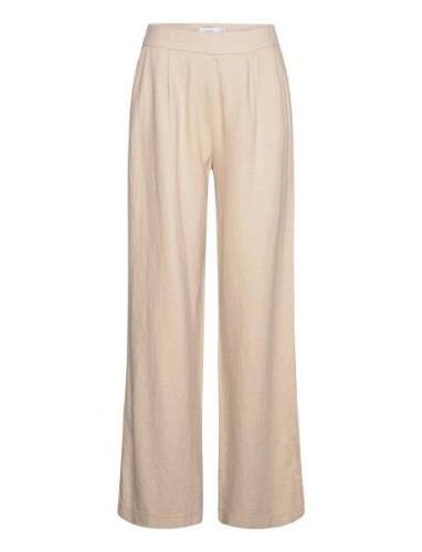 Vijolanda Hw Pleated Pants - Noos Bottoms Trousers Wide Leg Beige Vila