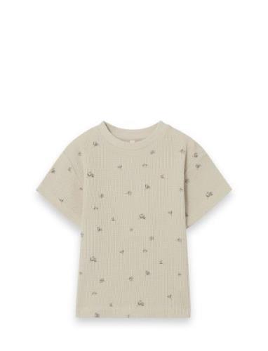 T-Shirt Waffle Tops T-shirts Short-sleeved Beige Garbo&Friends