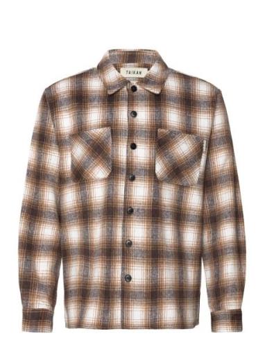 Heavyweight Plaid Shirt-Brown Designers Shirts Casual Brown Taikan