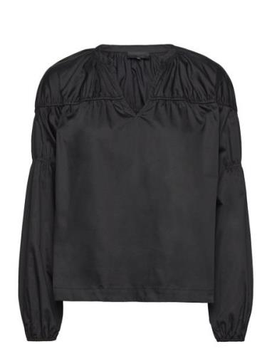 Lr-Isla Solid Tops Blouses Long-sleeved Black Levete Room