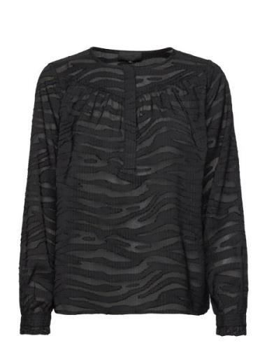 Lr-Enya Tops Blouses Long-sleeved Black Levete Room