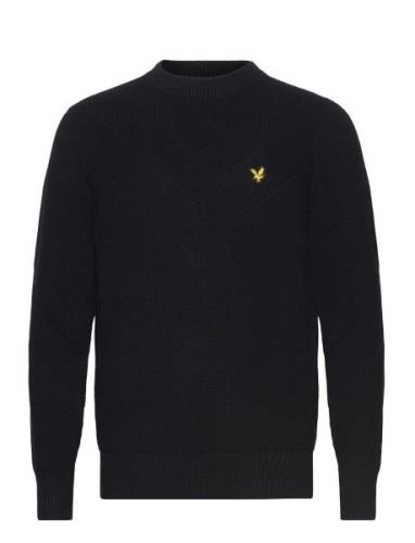 Chevron Knit Tops Knitwear Round Necks Black Lyle & Scott