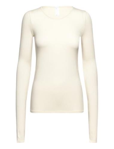 Hillevi Cashmere Top Tops T-shirts & Tops Long-sleeved White Swedish S...