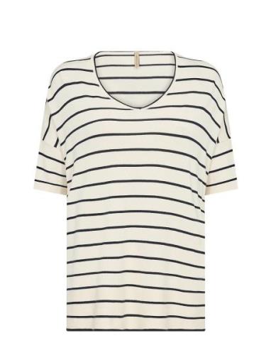 Sc-Eireen Stripe Tops T-shirts & Tops Short-sleeved Cream Soyaconcept