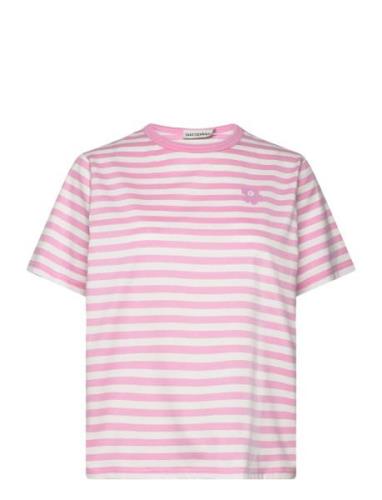 Tasaraita Relaxed Ss Tops T-shirts & Tops Short-sleeved Pink Marimekko