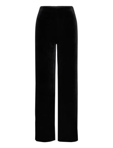 Velvet Wideleg Trousers Bottoms Trousers Wide Leg Black Mango