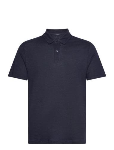 Duke Linen Polo Ss Tops Polos Short-sleeved Navy Gabba