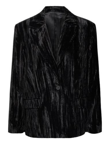 2Nd Janet - Crinkled Velvet Blazers Single Breasted Blazers Black 2NDD...