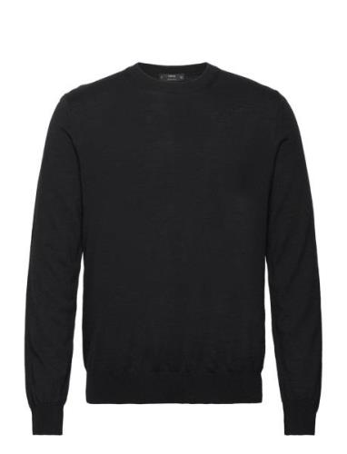 Merino Wool Washable Sweater Tops Knitwear Round Necks Black Mango