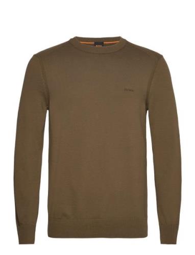 Asac_C Tops Knitwear Round Necks Khaki Green BOSS