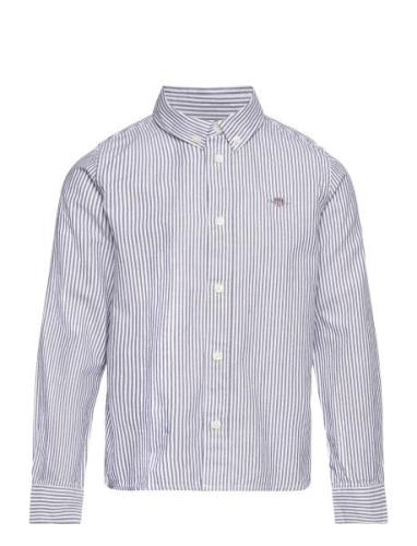 Oxford Striped Shield Shirt Tops Shirts Long-sleeved Shirts Blue GANT