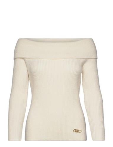 Off Shldr Fold Swtr Top Tops Knitwear Jumpers Cream Michael Kors