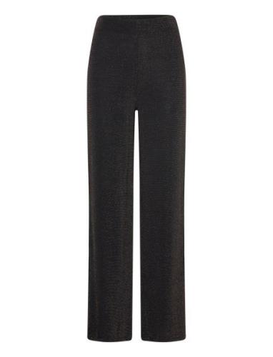 Petr Lla Sparkling Trousers Bottoms Trousers Wide Leg Black Bubbleroom