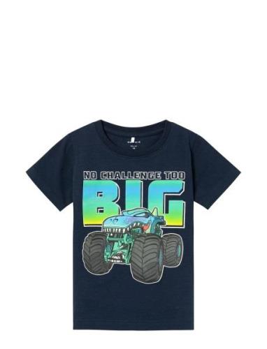 Nmmarav Hotwheels Ss Top Box Sky Tops T-shirts Short-sleeved Navy Name...