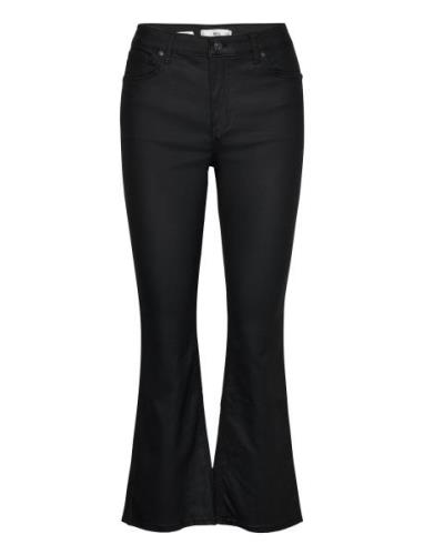 Sienna Waxed Flared Cropped Jeans Bottoms Jeans Flares Black Mango