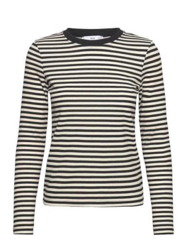 Striped Long Sleeves T-Shirt Tops T-shirts & Tops Long-sleeved Black M...