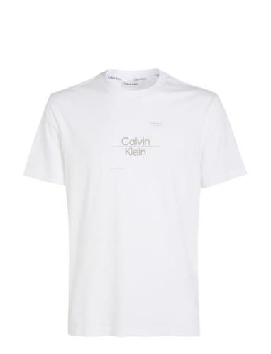 Optic Line Logo T-Shirt Tops T-shirts Short-sleeved White Calvin Klein