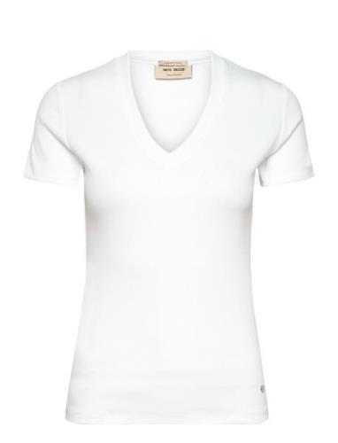 Mmnicole V-Ss Rib Tee Tops T-shirts & Tops Short-sleeved White MOS MOS...