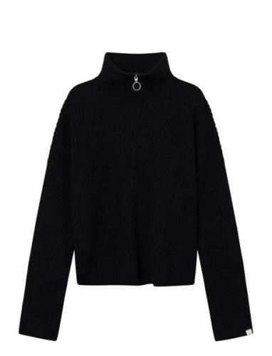 Florie Zip Knit Tops Knitwear Jumpers Black Once Untold