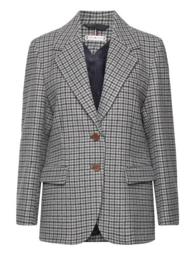 Over D Wool Check Sb Blazer Blazers Single Breasted Blazers Black Tomm...