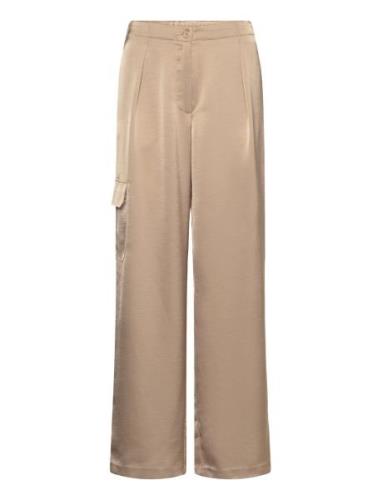 D6Harlow Satin Wide Pants Bottoms Trousers Wide Leg Beige Dante6