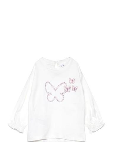 Embroidered Butterflies T-Shirt Tops T-shirts Long-sleeved T-shirts Wh...