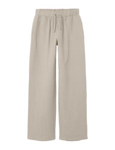 Nlfhussa String Straight Pant Bottoms Trousers Beige LMTD