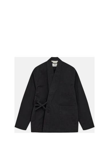 Akjesper Kimono Overshirt Tops Overshirts Black Anerkjendt