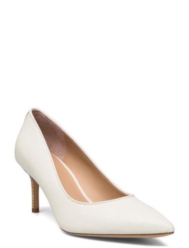 Lanette Lizard-Embossed Leather Pump Shoes Heels Pumps Classic Cream L...