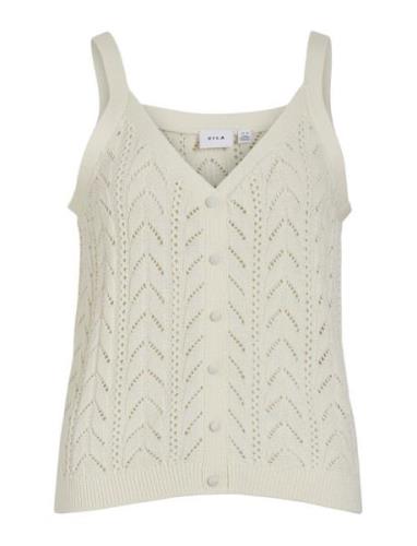 Vietti S/L V-Neck Pointelle Knit Singlet Tops T-shirts & Tops Sleevele...