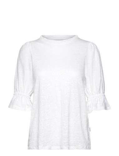 Janna Linen Top Tops T-shirts & Tops Short-sleeved White Ella&il