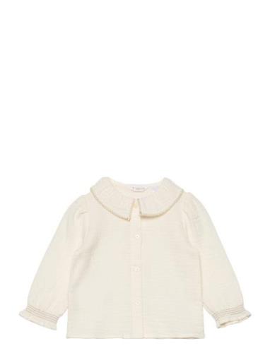 Cheesecloth Cotton Blouse Tops Blouses & Tunics Cream Mango