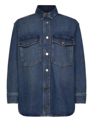 Alba Over D Shirt Tops Shirts Long-sleeved Blue AllSaints